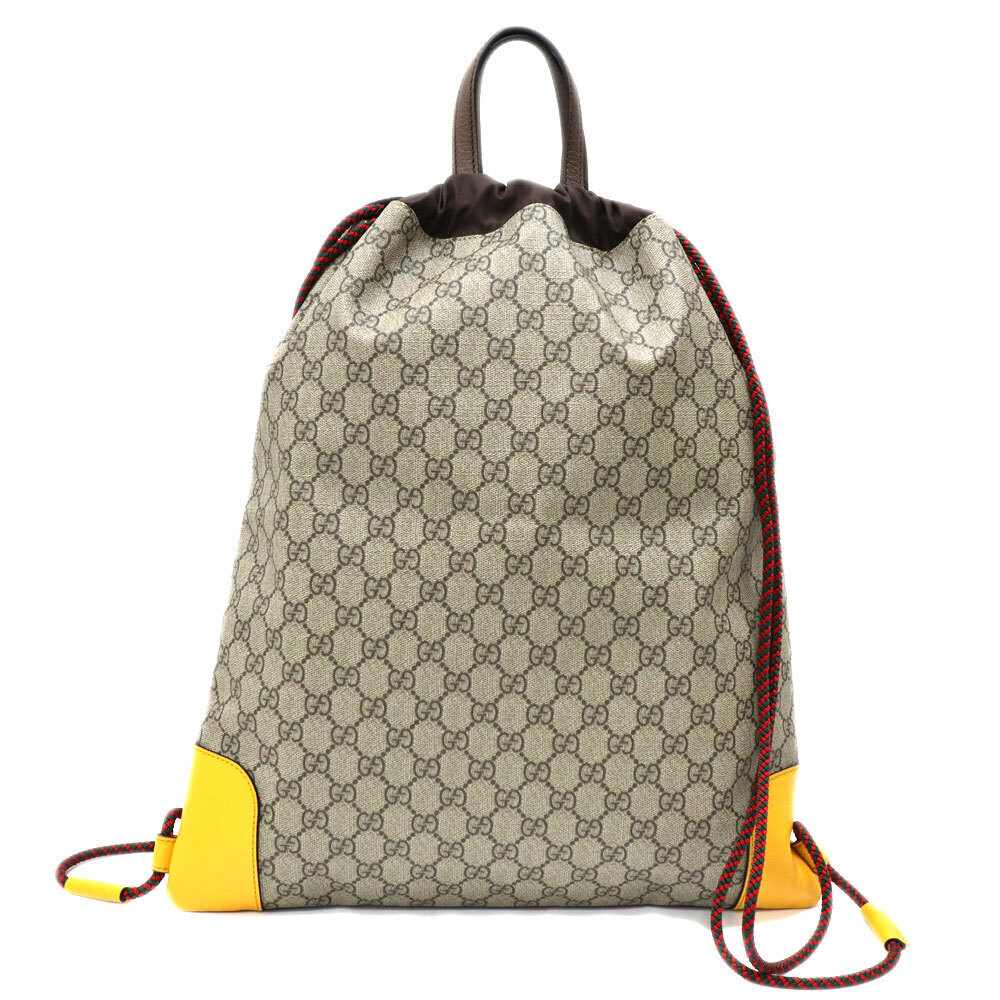 Gucci Drawstring Backpack Knapsack GG Canvas Brown - image 2